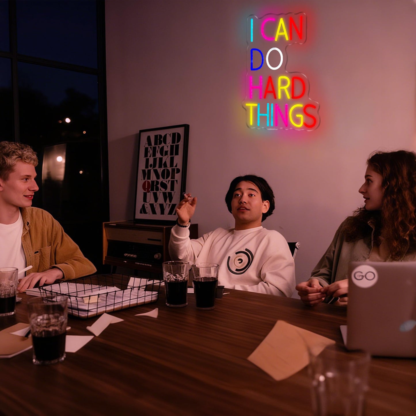 I Can Do Hard Things Neon Sign Dimmable LED USB Powered Neon Light UP for Classroom Wall Decor Art Positive Bedroom Library Study Room Home for Student Kid Teen Birthday Party Christmas Backdrop Decoration Gift (I Can Do Hard Things)