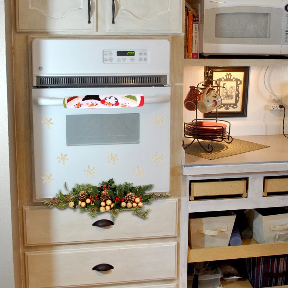 OurWarm Christmas Fridge Handle Covers Set of 3, Adorable Snowman Kitchen Appliance Handle Covers Microwave Oven Or Dishwasher Handle Covers Protector for Christmas Decorations