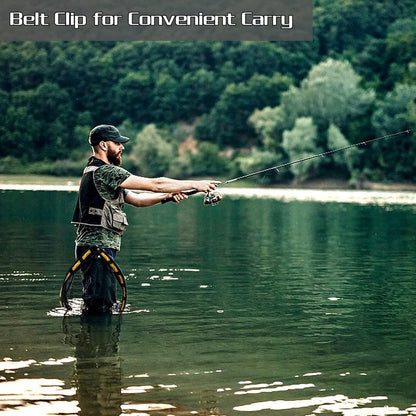 PLUSINNO Fishing Net Fish Floating Landing Net, Kayak Nets with Fixed Foldable Telescopic Pole Handle,Bass Trout Fishing Nets with Nylon Mesh for Pond Lake River,Fishing Gear Gifts for Men Orange 1.0M