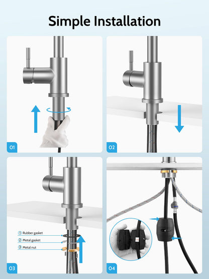 Kitchen Faucet with Pull Down Sprayer, High Arc Single Handle Stainless Steel Kitchen Sink Faucet with Sprayer for Rv Camper, Matte Black