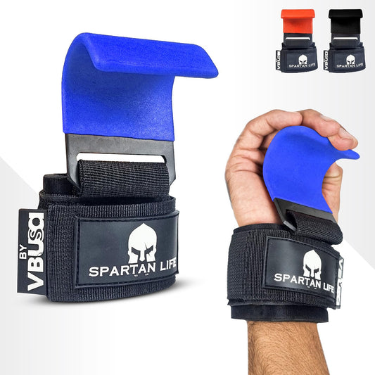 "Victorbudo USA Weight Lifting Hooks (Pair)  Heavy Duty Padded Wrist Straps for Deadlifts, Pull Ups, Rows & Shrugs  Anti-Rip Nylon Hand Grips for Weightlifting  Gym Gloves for Men & Women"