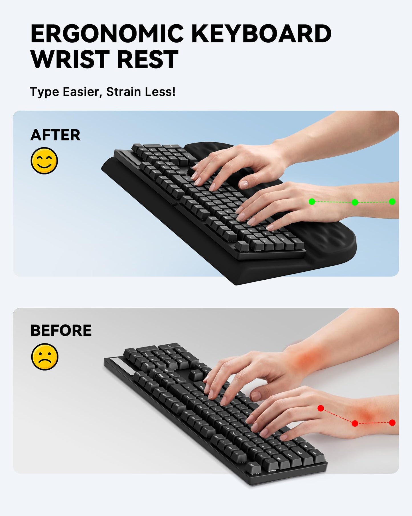 Laborio Keyboard Wrist Rest Stand for Desktop, 2 Angle Ergonomic Computer Keyboard Stand Key Board Riser Holder with Wrist Support, Arm Rest for Office, Home, Desk