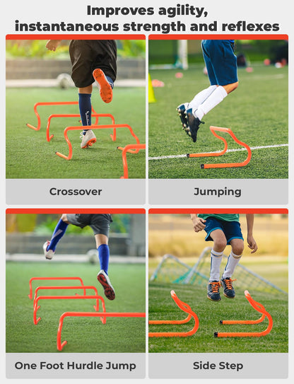 GHB 5 Pack 8" Agility Hurdles Speed Agility Training Hurdles, Detachable Sturdy Hurdles Training Equipment Set with Carry Bag for Kids,Athletes,Soccer,Basketball