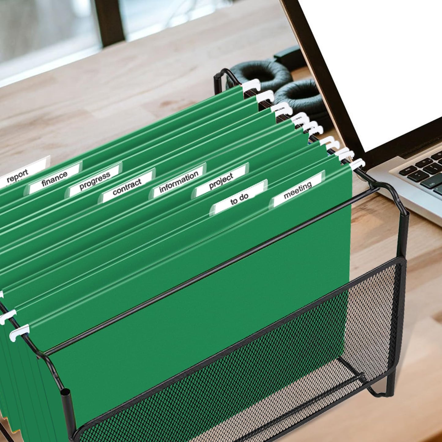 HERKKA Hanging File Folders, 60 Pack Reinforced Letter Size Hanging Folders, Designed for Bulky Files, Filing Cabinet, 1/5-Cut Adjustable Tabs (Green)