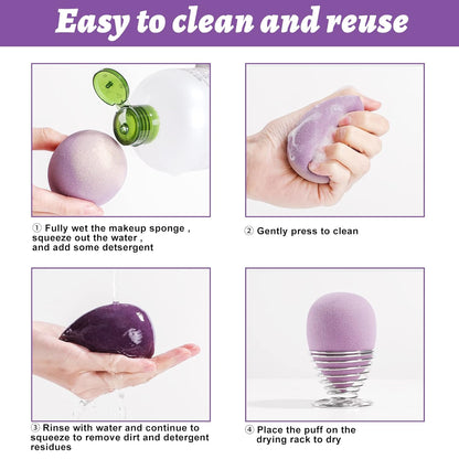 Makeup Sponges BS-MALL 10 Pcs blender sponge for Liquid, Cream, and Powder, Multi-colored Makeup Sponges Purple
