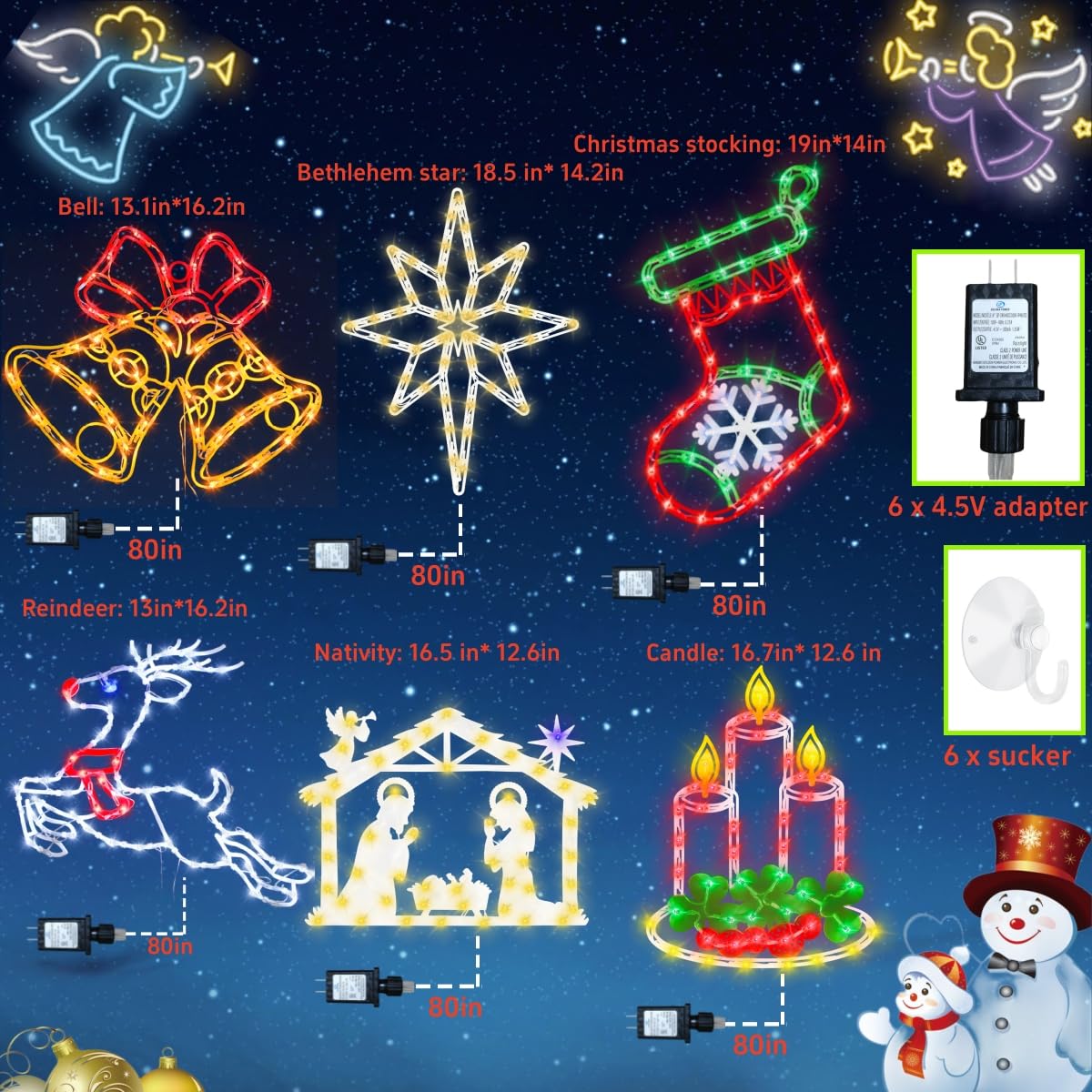 Pytopkto 16" Christmas Window Silhouette Lights Decorations