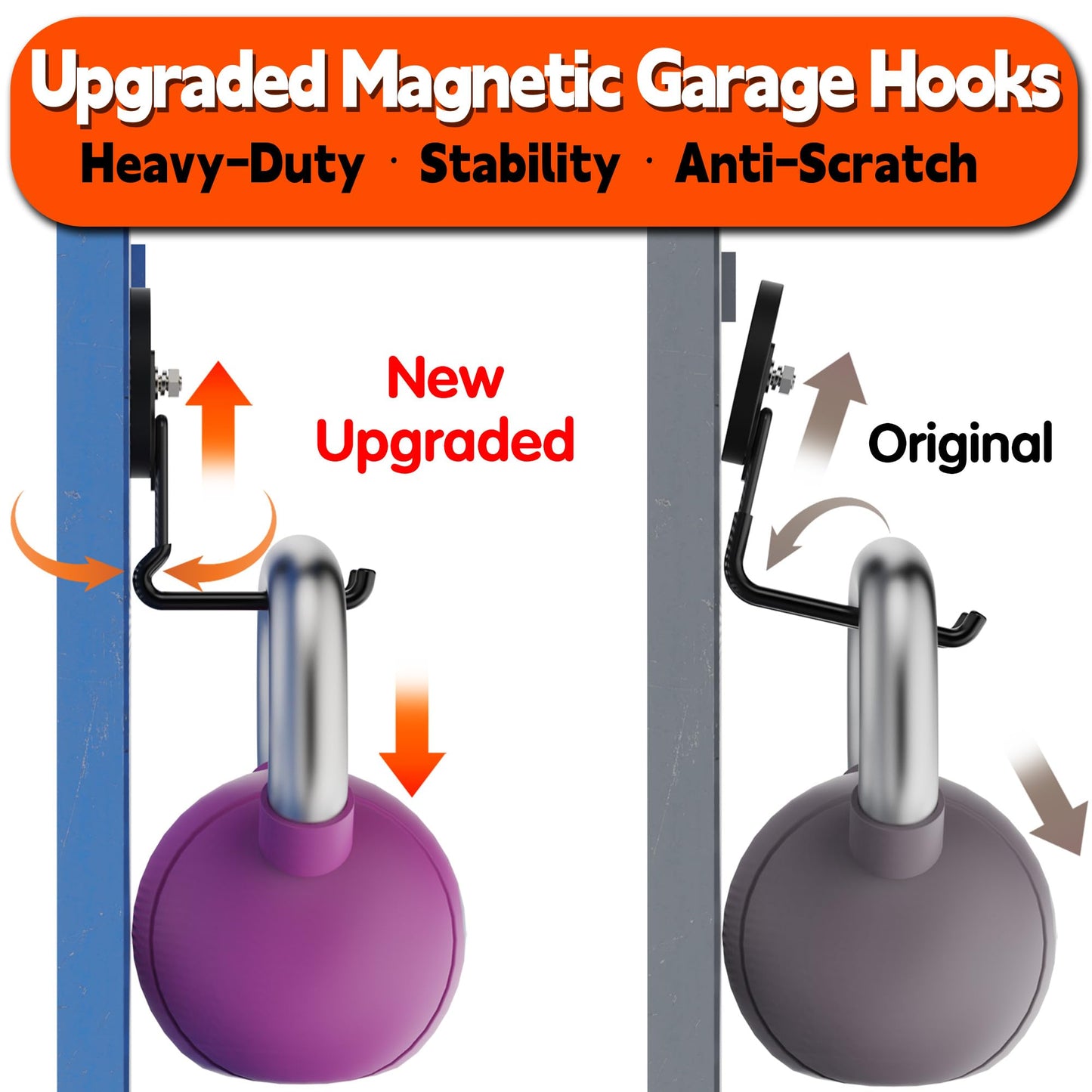 ULIBERMAGNET New Updated Gaint Magnetic Hooks,2 Pack Heavy Duty Large Magnetic Hooks for Extension Cord, Cable, Hose, Power Cord,Rope,Drill,Jig Saw,Circular Saw,Garden Lawn Tools (Black/3.46inch)