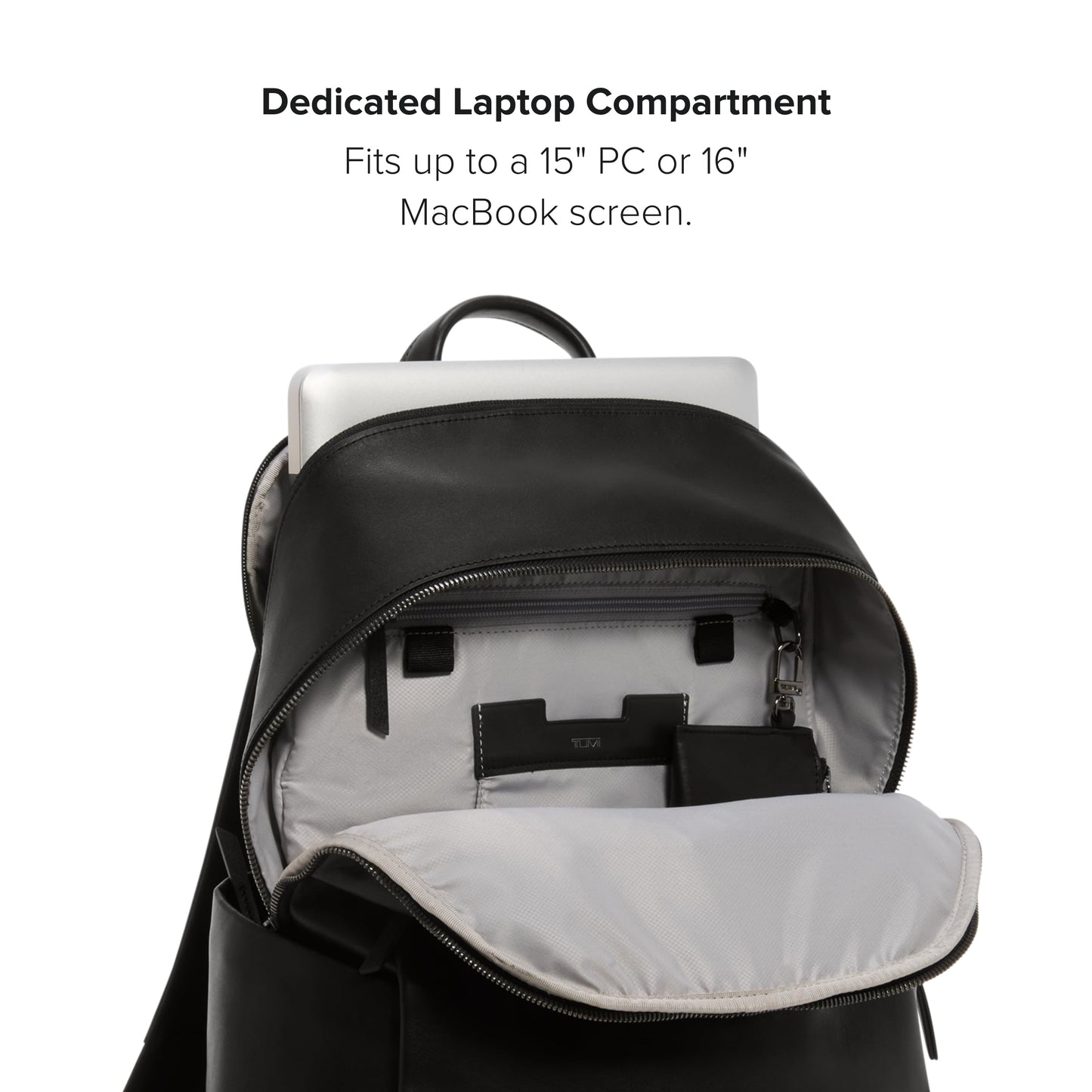 TUMI - Voyageur Raina Backpack - Women's Premium Leather Backpack - Everyday Bag with Phone Pocket & Laptop Compartment - Black, Gunmetal Hardware