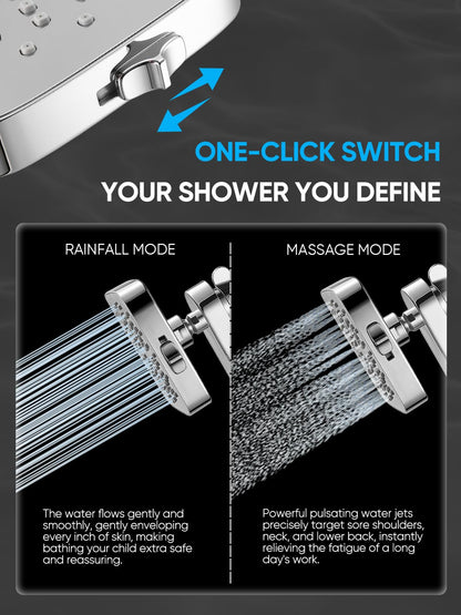 Cobbe Dual Shower Head with Magnetic Handheld, High Pressure Rain Shower Combo 2-in-1 Fixed & Detachable, Multiple Spray Modes, Built-in Magnet Dock 6ft Hose, Chrome