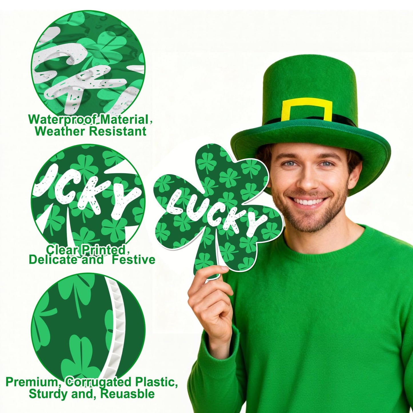 GXGGUS 10Pcs St. Patrick's Day Yard Sign Decorations Gnome Lawn Outdoor Decor with Stakes Saint Patricks Day lrish Home Garden Decorations