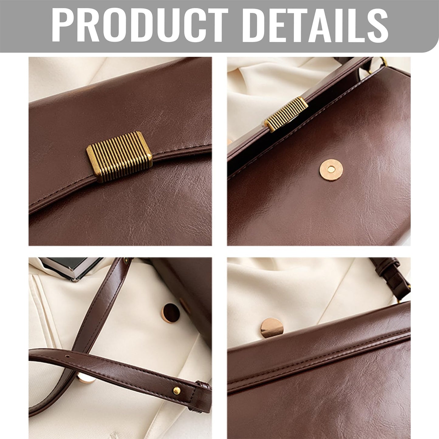 Farcauo Vintage Shoulder Bags Small Purses for Women Women's Tote Handbags Trendy Crossbody Bag, Adjustable Strap Shoulder Bag Dark Brown PU Leather Purse