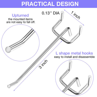 Moxweyeni 150 Pack Pegboard Hooks 3 Inch Metal Display Hooks Suitable for 1/8 Pegboard Accessories for Garage, Office, Kitchen, Store