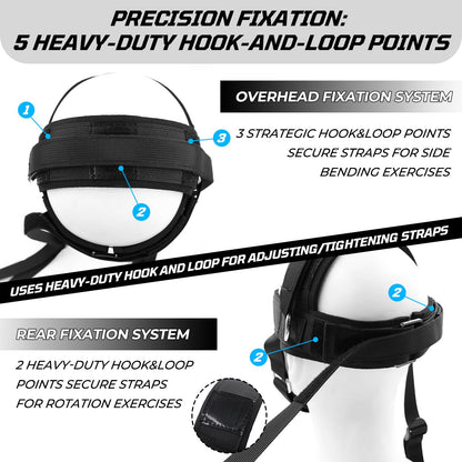 Neck Stretching Training Harness – Adjustable Chin Strap Headgear with Dual D-Rings for Neck Traction, Mobility, and Posture Support