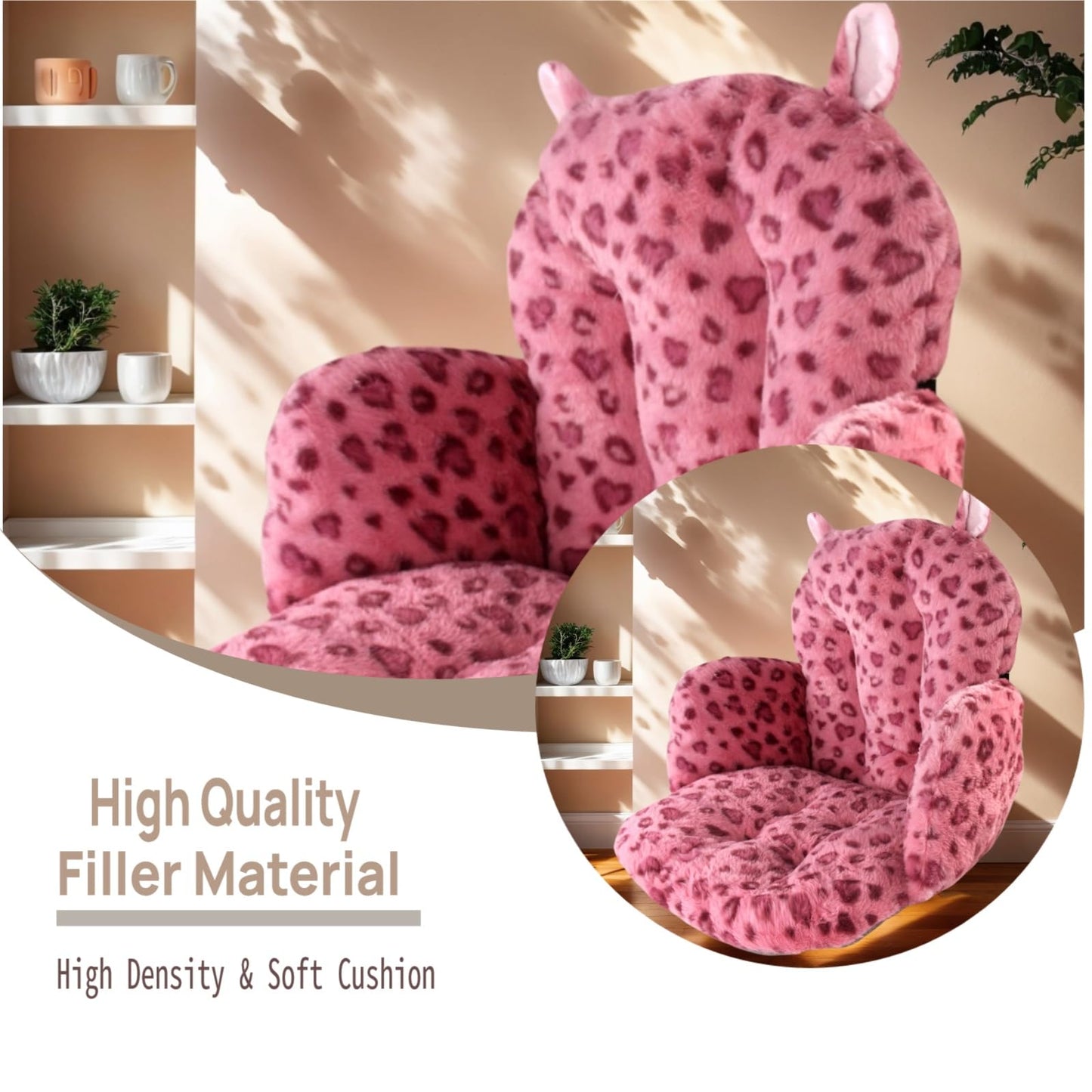 DOBUONO Comfy Office Chair Cushion: 17.5" L x 17.5" W x 18" H Cute Seat Cushion Kawaii Cushion for Gaming Chair with Backrest Non-Slip Floor Seating for Adults and Pets Pink Stuff for Room Decor