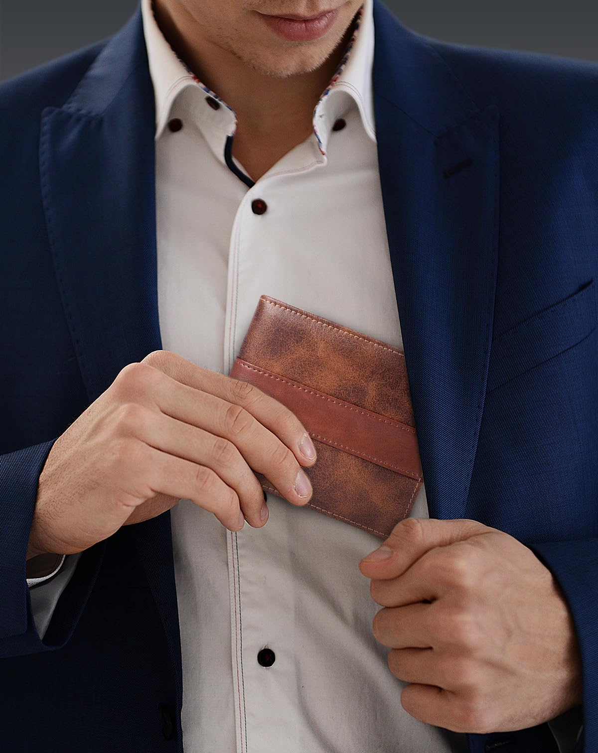 Swallowmall Genuine Leather RFID Wallet for Mens, Mens Bifold Wallet with 16 Card Holder 1 ID Window Gift for Him