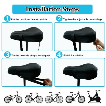 Geronmine Gel Bike Seat Cover Padded for Bicycle Saddle for Women & Men, Most Comfortable Seat Cushion Cover, Soft for Spin Indoor Outdoor Cycling Class Mountain Stationary Bikes