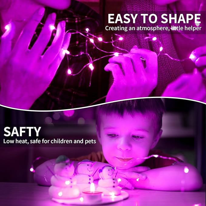pozzolanas 12 Pack Pink Fairy Lights Battery Operated 3 Modes 7FT 20 LED Waterproof String Lights Twinkle Silver Wire for Mason Jars Wedding Christmas Halloween Part Decor (12, Pink)