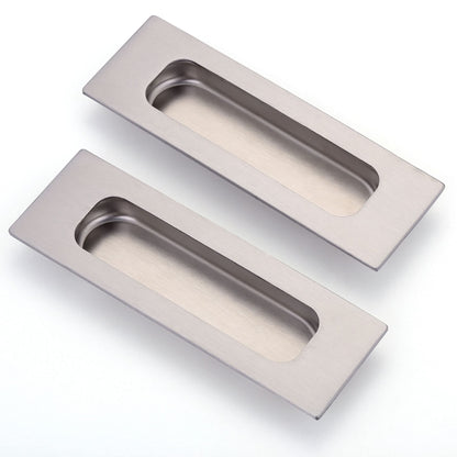 Lpraer 2 Pack Flush Pulls for Sliding Doors 4.75"x1.6" Brushed Nickel Stainless Steel Rectangular Recessed Barn Door Pulls for Closet Cabinet Doors