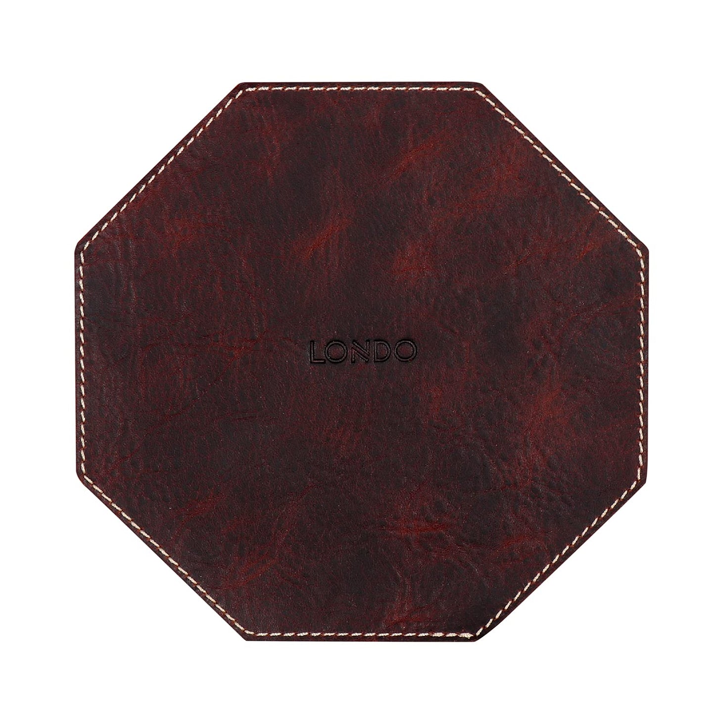 Londo Genuine Leather Round Tray Organizer - Practical Storage Box for Wallets, Watches, Keys, Coins, Cell Phones and Office Equipment