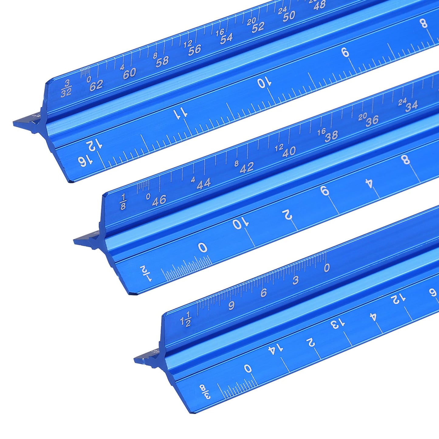PATIKIL 13 Inch Imperial Engineer Scale Ruler, Architectural Scale Ruler Aluminum Triangular Civil Drafting Tool for Architect Blueprint Engineering Office Supplies, Blue
