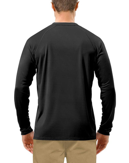 Roadbox Mens UPF 50+ UV Sun Protection Shirts Outdoor Long Sleeve SPF Diving Rash Guard for Fishing Hiking Swimming Black