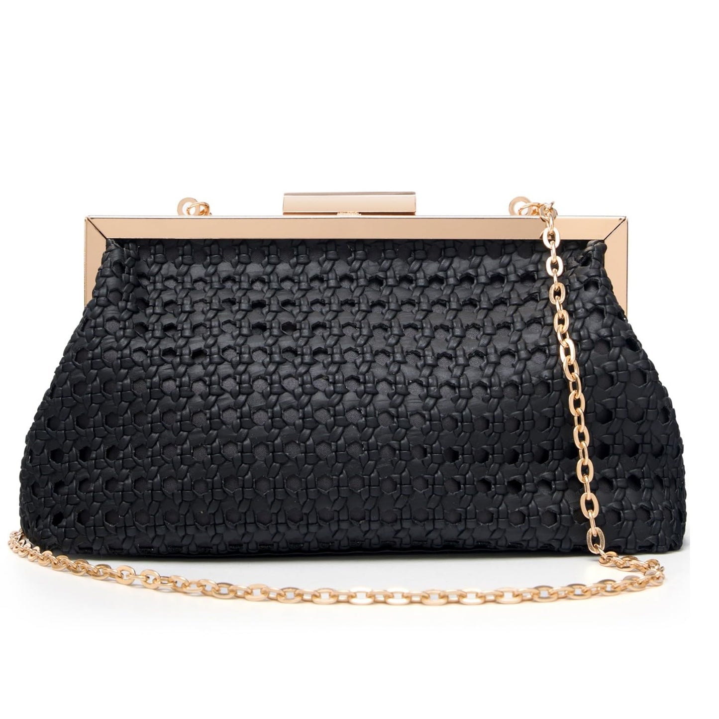 DETARA Woven Evening Bag Clutch Purses for Women Fashion PU Leather Crossbody Purse for Wedding Party and Prom (Black 2026)