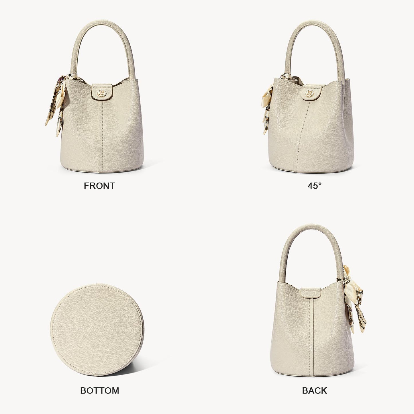BOSTANTEN Small Crossbody Bags for Women Vegan Leather Mini Bucket Handbag Removable Shoulder Strap Beige