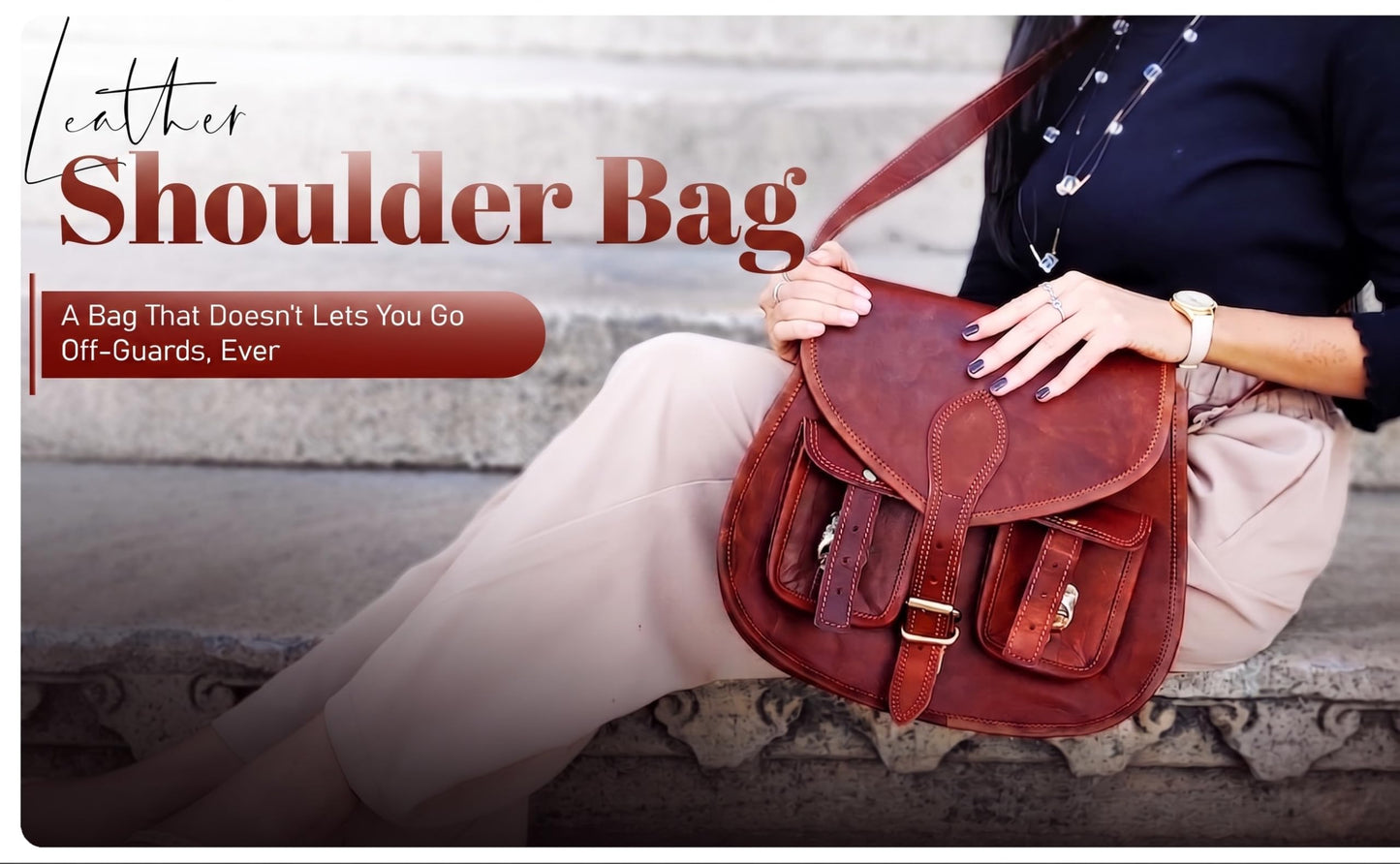 Firu-Handmade Women Vintage Style Genuine Brown Leather Crossbody Shoulder Bag Handmade Purse