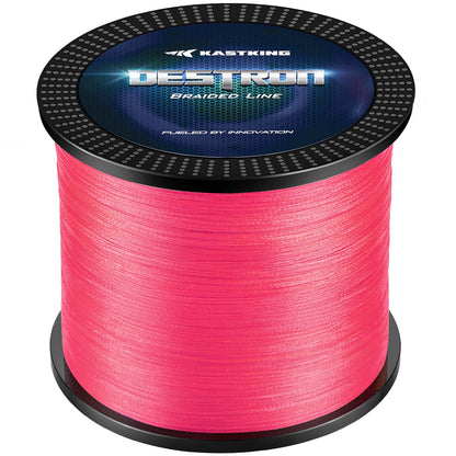 KastKing Destron Braided Fishing Line, Pink, 4 Stands, 80LB, 150Yards