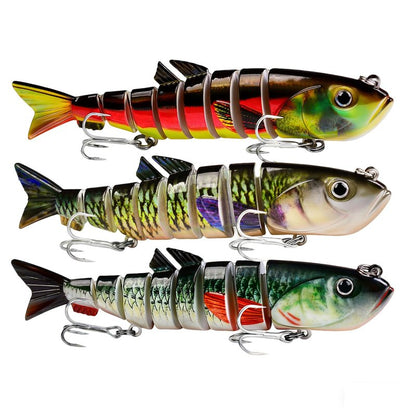 Keenjorika 3Pcs 8 Segment Swimbait Fishing Lure, Realistic Hard Bait with 3D Eyes & Natural Swimming Action, Slow Sinking Artificial Lure for Bass, Pike, Walleye, Trout, Freshwater Saltwater Fishing