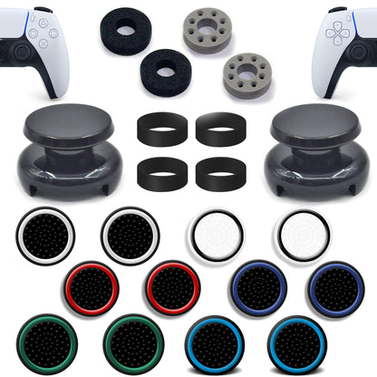 ZHI-NYLLDJS FPS Thumb Grips for PS5,for PS4 Thumb Grip Caps,Controller Assist/Precision Rings for PS5/4,Case,(FPS Thumb Grips,Stick Caps,Precision Rings) Black Set(22pcs)