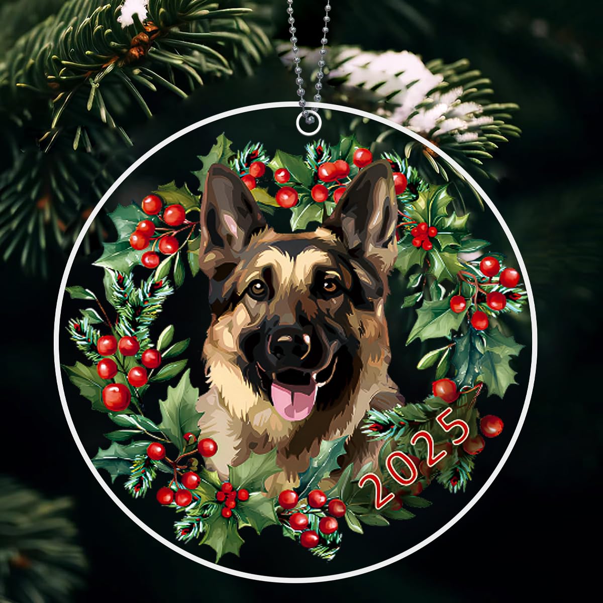 German Shepherd Ornament, Dog Christmas Ornaments 2025, Dog Ornaments for Christmas Tree - German Shepherd Gifts for Women, Men, German Gifts
