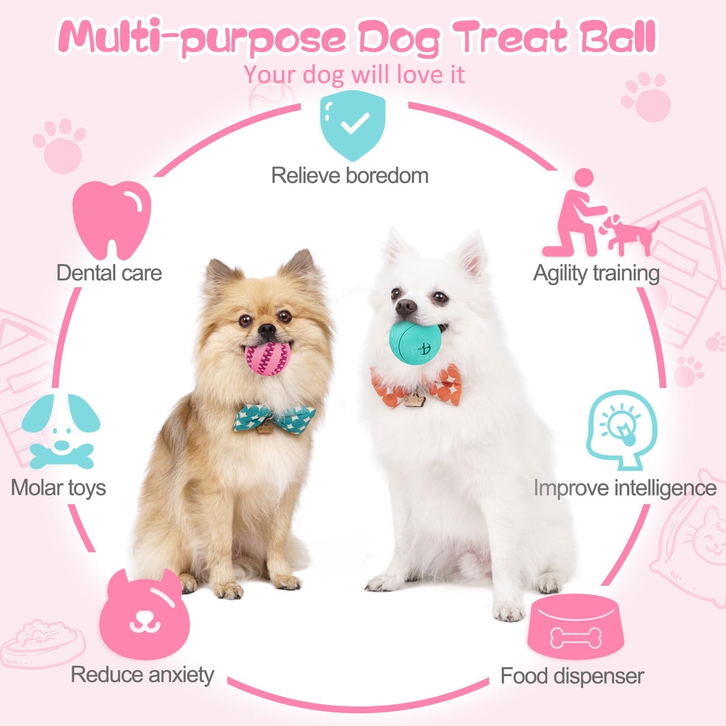HIPPIH Dog Puzzle Toys & Interactive Toys for Large & Small Dogs - IQ Training, Chewing, Teeth Cleaning & Treat Dispensing - 2 Pack