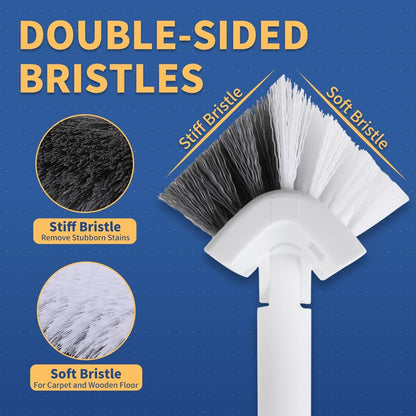 BOOMJOY Grout Brush with Long Handle, 57" Grout Cleaner for Tile Floors, Double-Sided with V-Shape Stiff Bristles for Bathroom, Patio, Kitchen, Wall, Corners and Deck