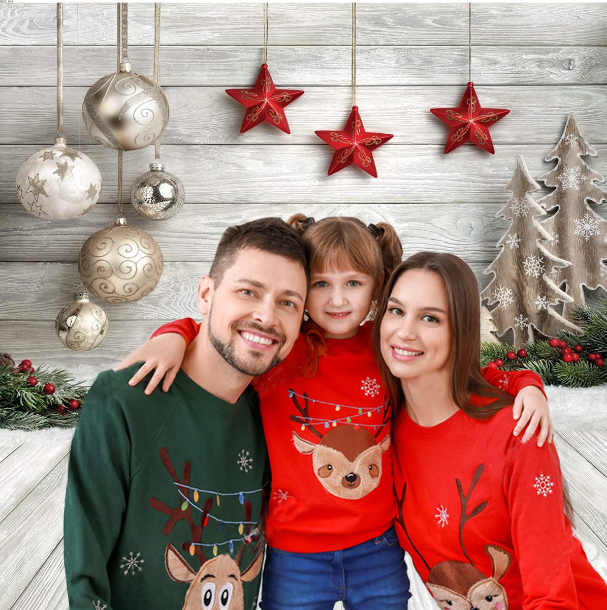 Dudaacvt 6X8ft Christmas Backdrop White Wood Floor with Snowflake Backdrop Christmas Tree Gifts Background for Family Gathering