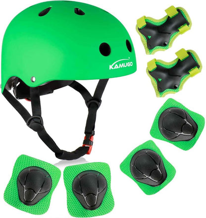 KAMUGO Kids Bike Helmet - Toddler Safety Gear Set with Knee, Elbow & Wrist Pads | Ages 2-8, Boys & Girls
