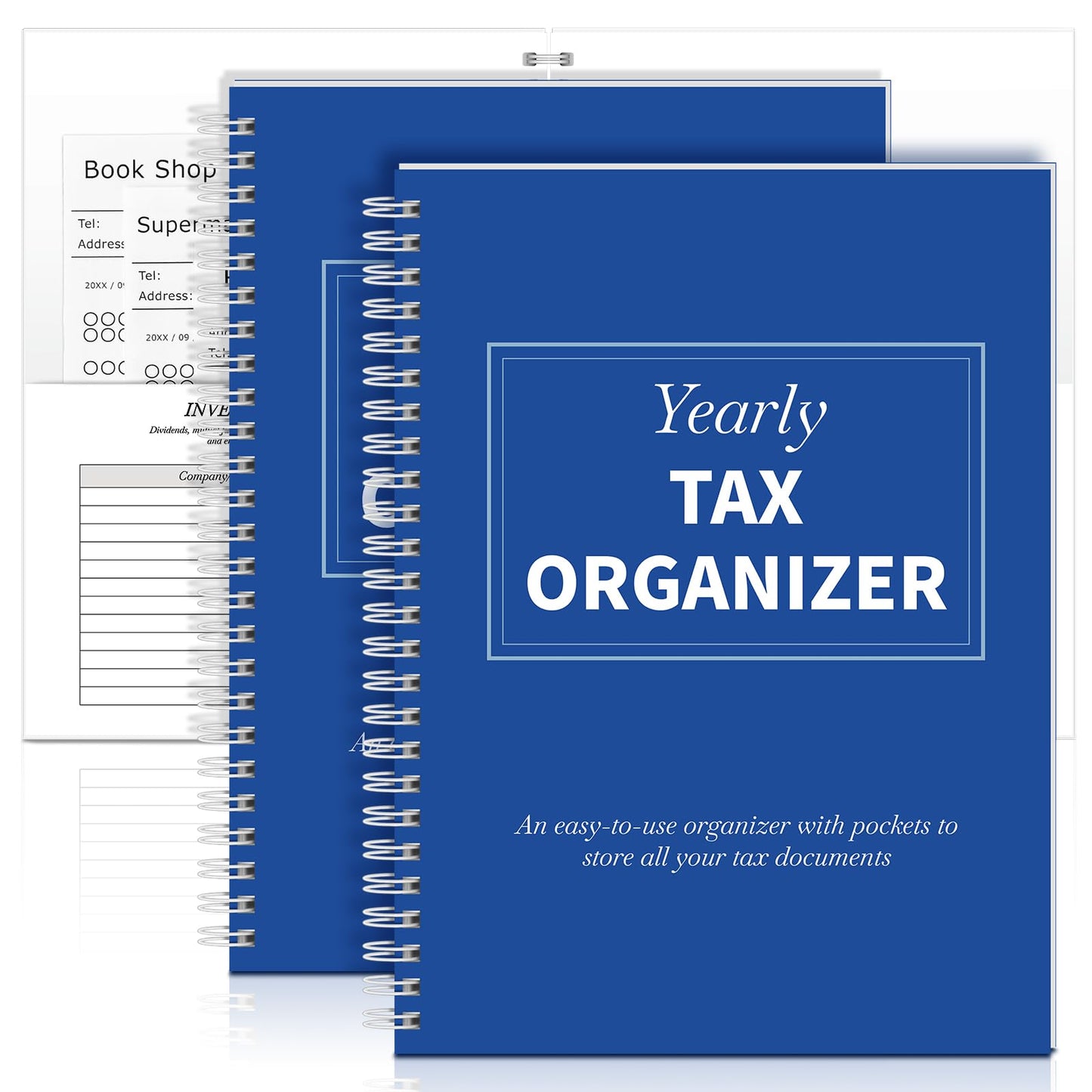 Faccito 2 Pack Yearly Tax Organizer 13" x 9.7" Tax Record Organizer with 12 Pockets Spiral Bound Income Folders Monthly Bill Receipt for Home Office Taxes