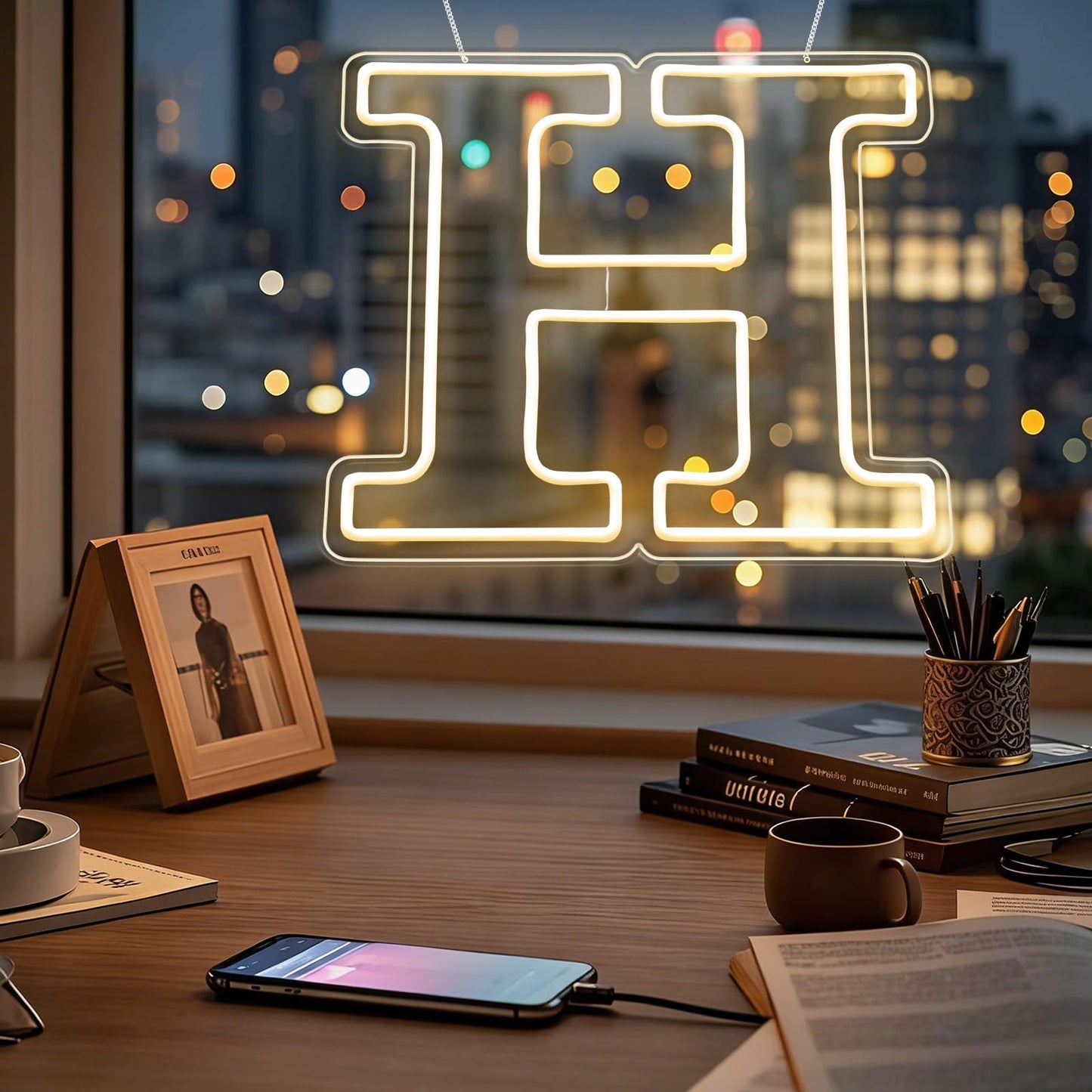 RumonZS Light Up Letters H LED Letters Lights Neon Sign 26 Alphabet 13.2"Decorative Lighted Alphabet for Wedding Party Birthday Bar Christmas Home Decor Letter Lights (Warm White)
