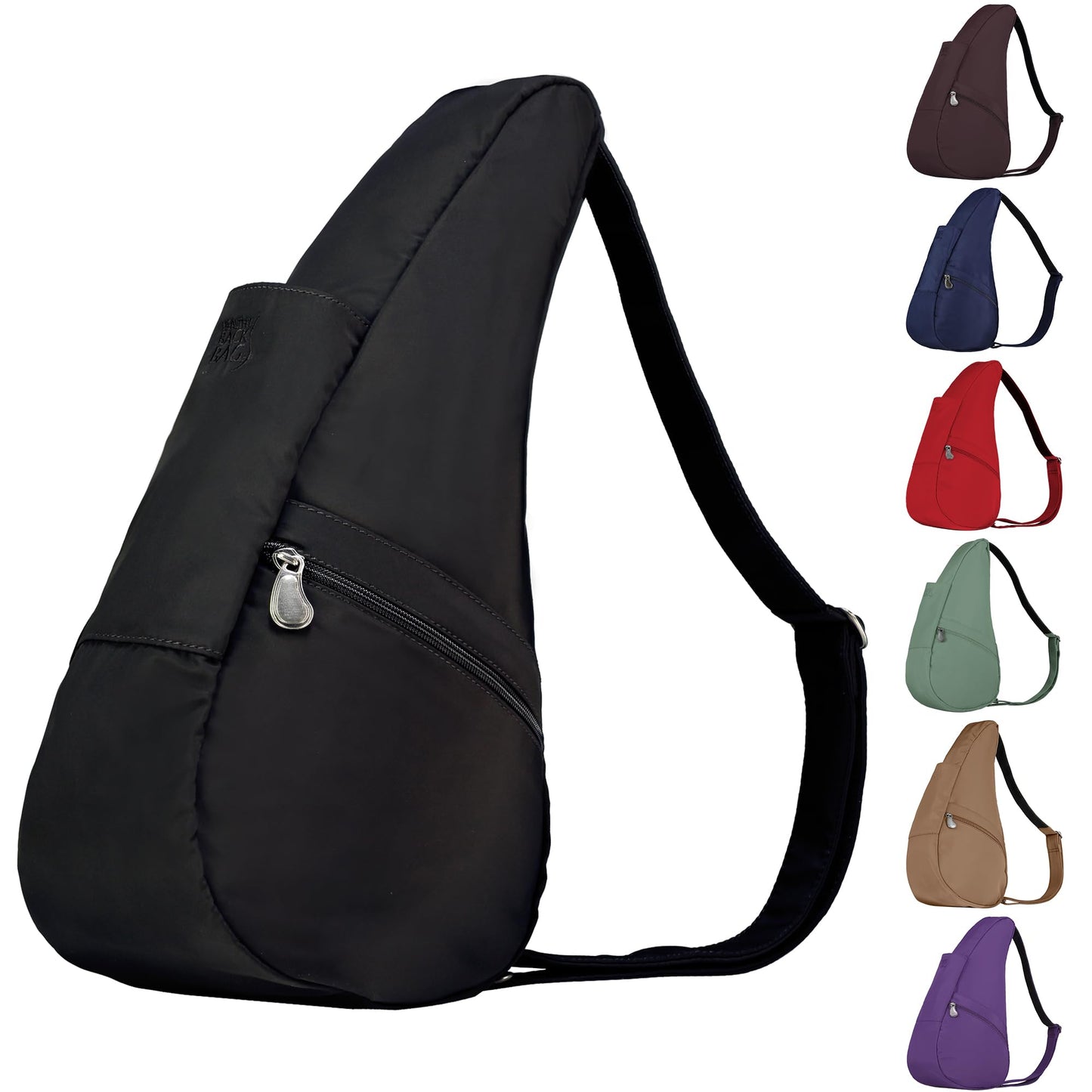 AmeriBag 17" Microfiber Healthy Back Bag Ergonomic Crossbody Sling for Everyday Use, Travel & Walking Comfort (Black)