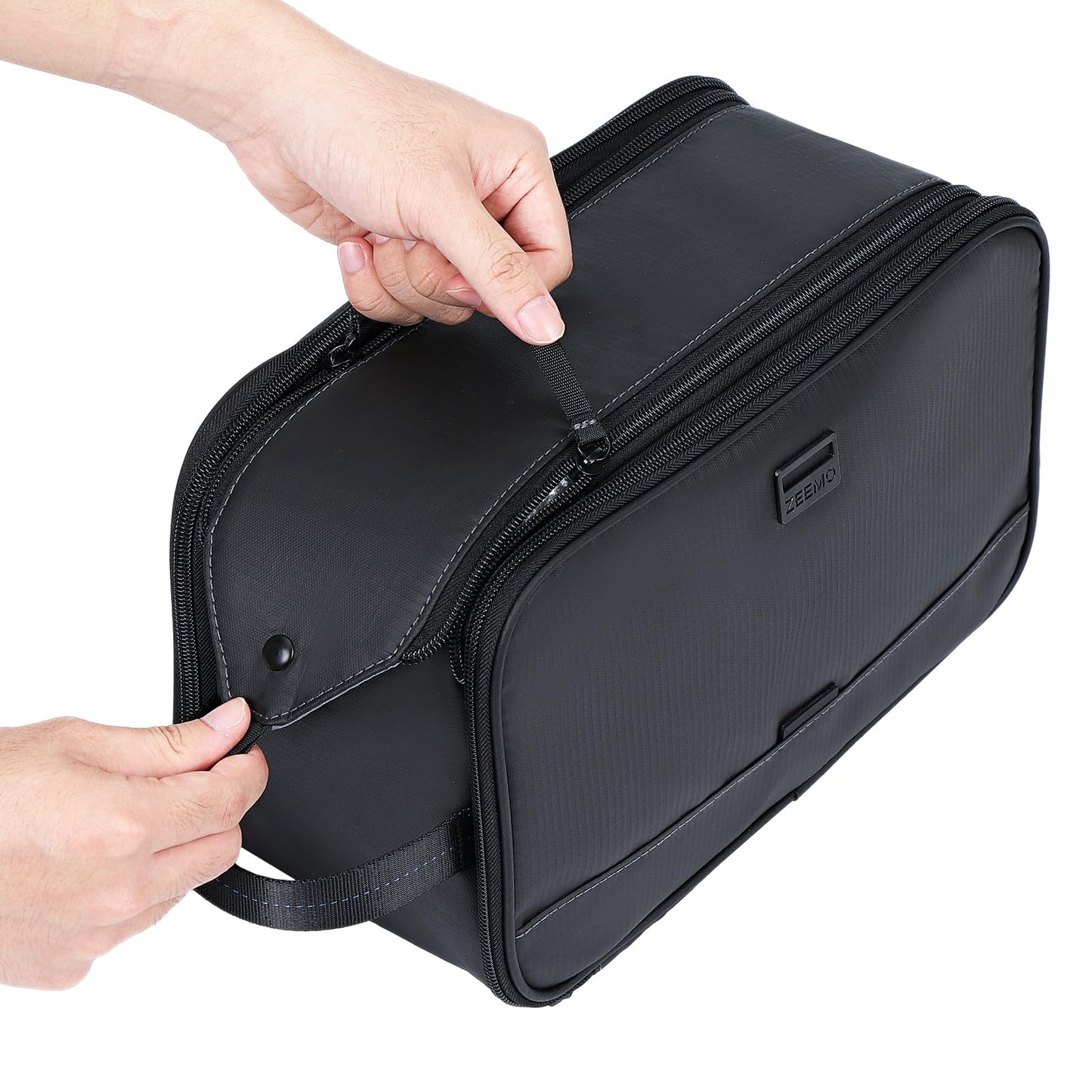 ZEEMO Travel Toiletry Bag for Men, Medium Water-Resistant Double-Sided Full-Open Dopp Kit, Versatile Organizer for Shower and Hygiene Accessories, Bathroom Essentials, Cosmetics, Large, Black