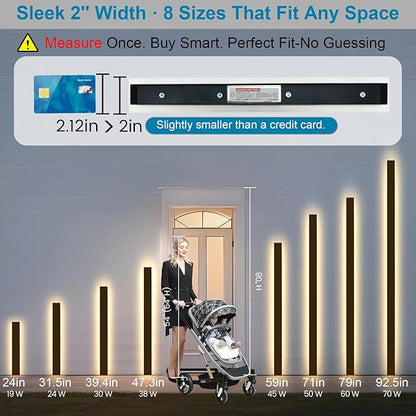 48inch Long Outdoor Sconce Lights, Black Modern Outdoor Sconce Wall Lights, Waterproof Exterior Wall Mounted Lighting Fixtures, 3000k Linear Wall Light for House, Garage 38W