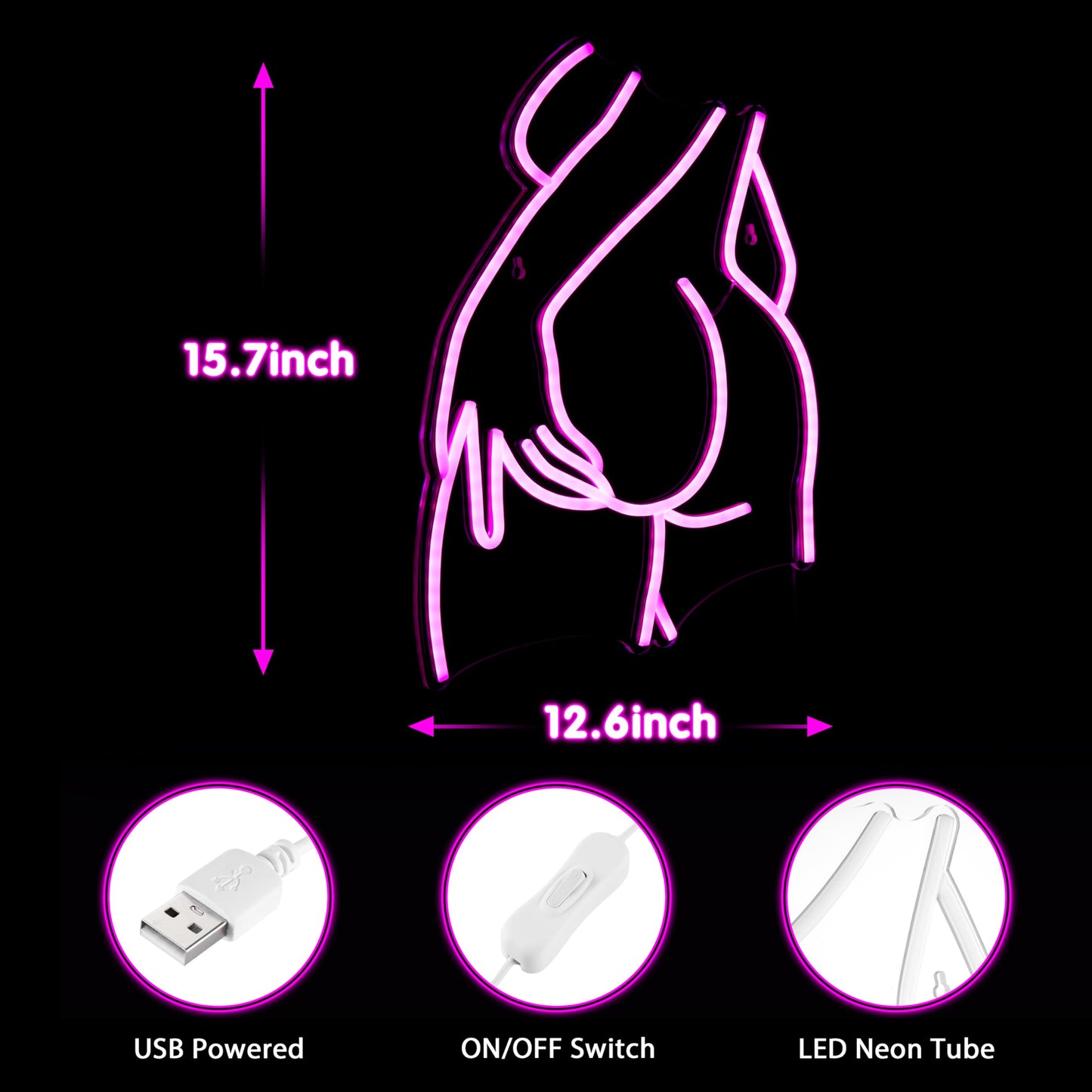 Kavaas Lady Neon Sign 15.7" x 12.6" - Pink LED Lady Back Neon Signs for Wall Decor | Neon Light Sign for Bedroom, Party, Bar, Man Cave (Style - LB4)