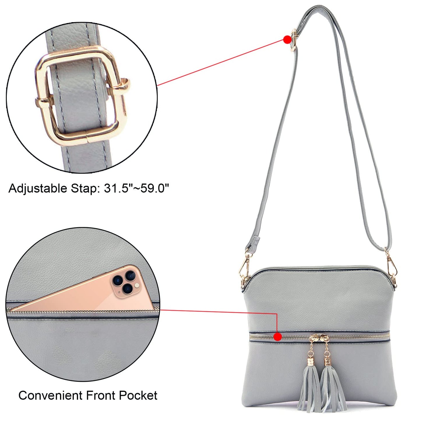 Purses And Wallets Set For Women Tote Handbags Large Hobo Bag, Grey
