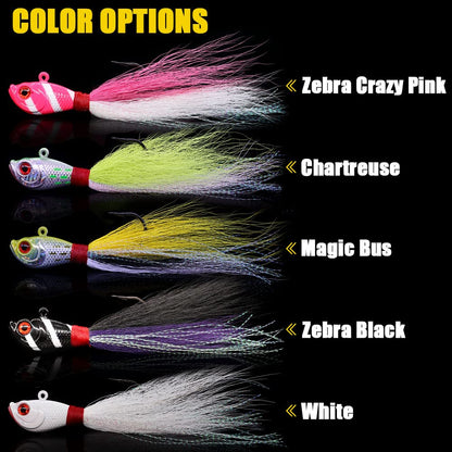 XFISHMAN Bucktail Jigs Saltwater Hair Jigs Head - Fishing Lures Assorted Kit (5 Pack)