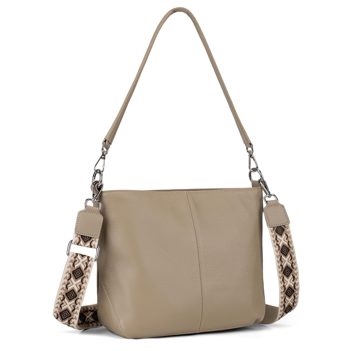 befen Genuine Leather Purse for Women, Soft Leather Crossbody Hobo Bag Women's Shoulder bag Handbags with 2 Removable Straps Designer Cross Body Purses for Everyday & Travel & Work Taupe