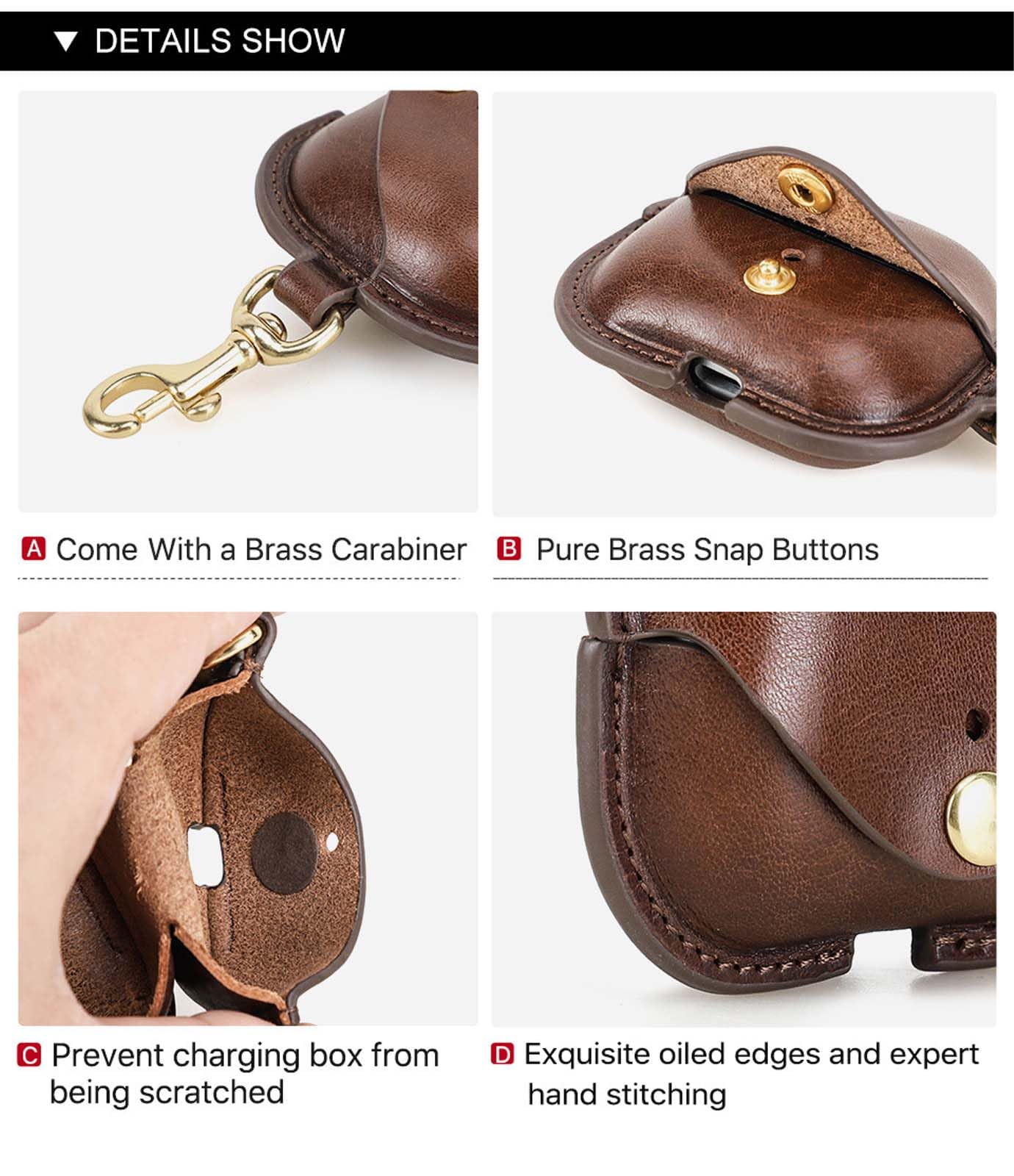 for Samsung Galaxy Buds 3 Pro/Buds 3/Buds3 FE Case Leather - Vintage Cowhide Cover with Keychain | Shockproof Charging Case | Personalized Brown