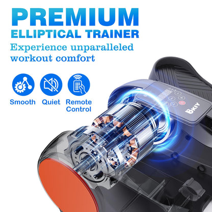 Under Desk Elliptical Machine, Electric Under-Desk Elliptical for Seniors - Mini Elliptical Exercise Equipment for Home with 12-Speed Touch Screen, Remote Control & Reversible Motion (Orange)