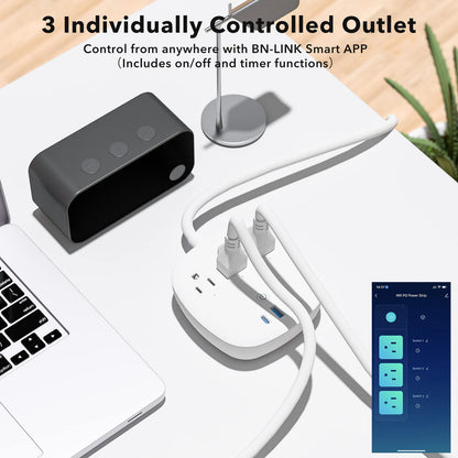 BN LINK Smart Plug Power Strip，Surge Protector with 6 Individually Controlled Smart Outlets, 4 USBs (incl. 20W USB-C), Compatible with Alexa and Google Home