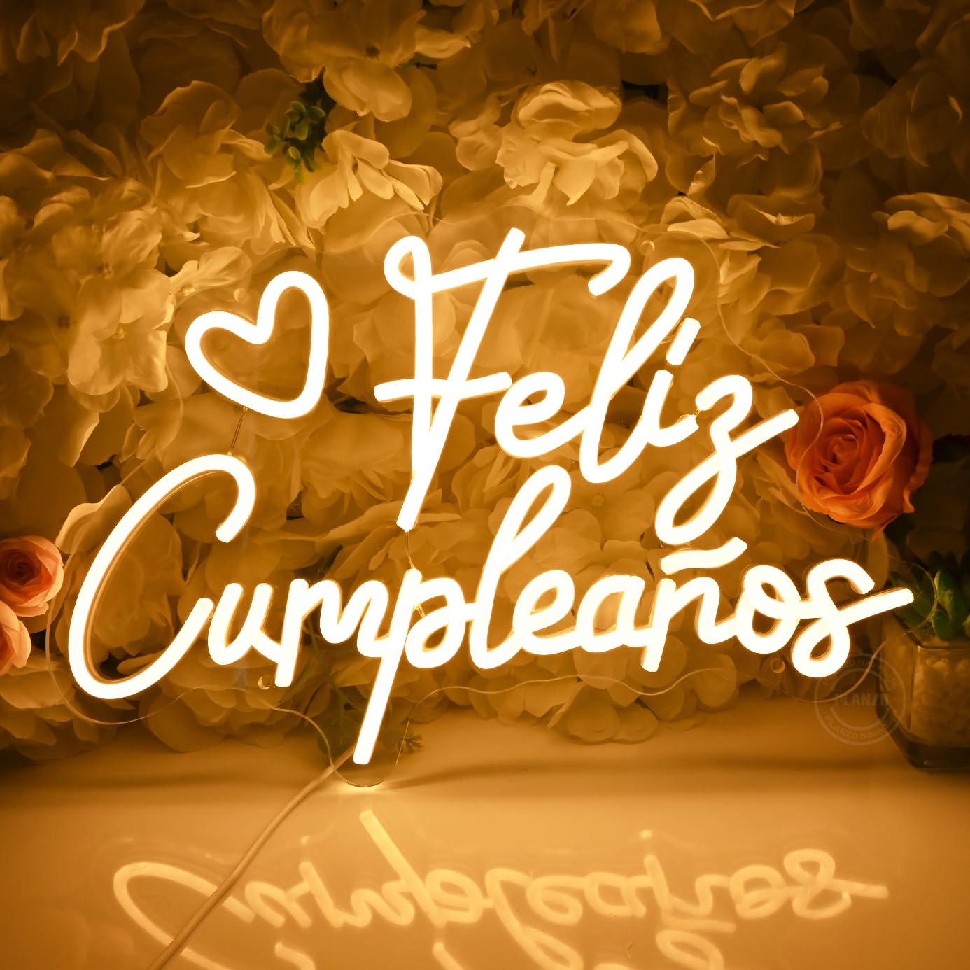 Planzo Feliz Cumpleaños Led Neon Sign Light Spinish Happy Birthday Heart Wall Sign Decor Fiesta Mexican Themed Birthday Party Backdrop Banner Gifts 15.75"x10.12" USB