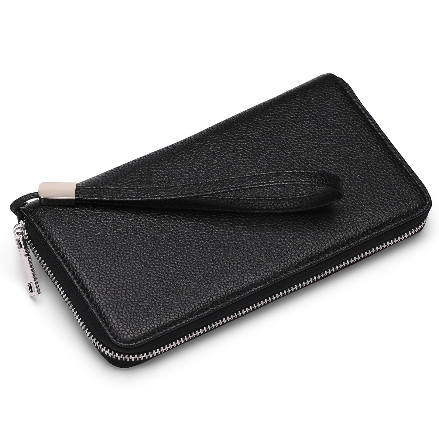 GOIACII Womens Wallet RFID Blocking Leather Zip Around Wallet Large Capacity Long Purse Credit Card Clutch Wristlet